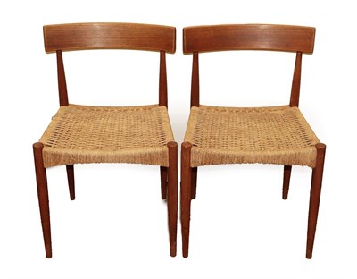 Lot 2230 - A Pair of 1960's Danish Mogens Kold Teak Dining Chairs, with woven seats, each labelled...