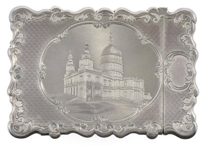 Lot 345 - A Victorian Castle Top Card Case, Nathaniel Mills, Birmingham 1853, machine engraved with...