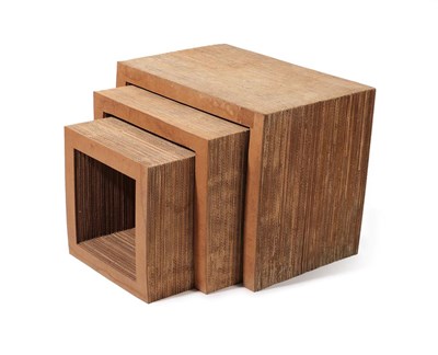 Lot 2246 - Frank Owen Gehry (born 1929) for Vitra A Set of Three Easy Edges Nesting Low Tables, corrugated...