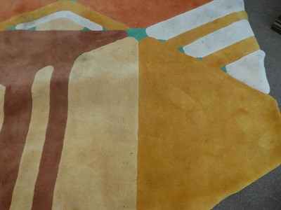 Lot 2248 - A 1970's  Modernist Abstract Octagonal Rug, in oranges, green, brown and cream, unmarked, 263cm...
