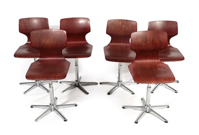 Lot 2253 - A Set of Six Flototto (Germany) Pagwood Pagholz Swivel Desk Chairs, designed by Adam Stegner,...