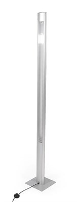 Lot 2258 - A Modern Stainless Steel Floor Standing Lamp, double sided, on a square base, unmarked, 181cm high