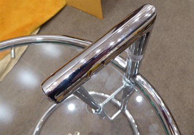 Lot 2261 - After Eileen Gray E1027 Adjustable Glass and Chrome Side Table, unmarked, 72cm (modern)  This table