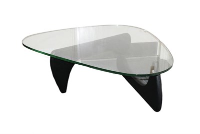 Lot 2264 - A Modern Isamu Noguchi Coffee Table, model No. IN-50, the shaped triangular glass top 2cm thick, on