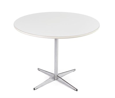 Lot 2274 - A White Laminate Rectangular Table, on four brushed stainless steel legs, unmarked, 121.5cm by...