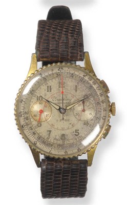 Lot 363 - A Gilt and Steel Chronograph Wristwatch, signed Breitling, model: Chronomat, ref: 769, circa...