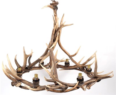 Lot 118 - Antler Furniture: A Red Deer Antler Mounted Chandelier, circa mid-late 20th century,...