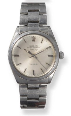 Lot 366 - A Stainless Steel Automatic Centre Seconds Wristwatch, signed Rolex, Oyster Perpetual, model:...