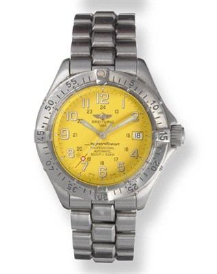 Lot 374 - A Stainless Steel Automatic Calendar Centre Seconds Wristwatch, signed Breitling, model:...