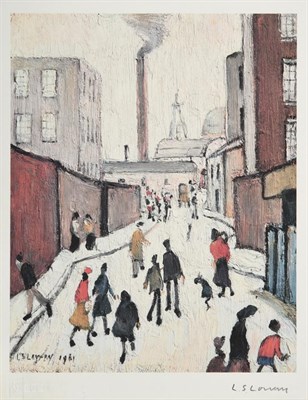 Lot 1001 - After Laurence Stephen Lowry RBA, RA (1887-1976)  ''Street Scene'' Signed, with the blindstamp...