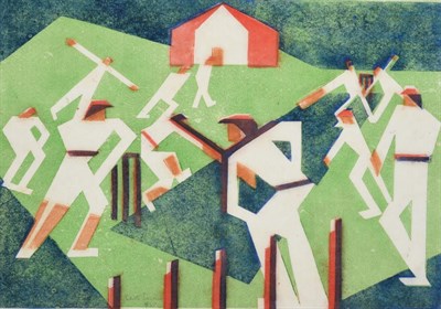 Lot 1021 - Edith Lawrence (1890-1973) ''Cricket'' Signed, inscribed and numbered 8/25, linocut, 30cm by...