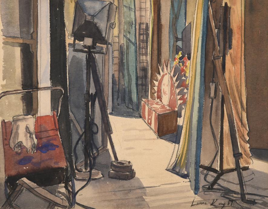 Lot 1027 - Dame Laura Knight RA, RWS, RE, RWA, PSWA, DBE (1877-1970) In the wings Signed, watercolour, 29cm by