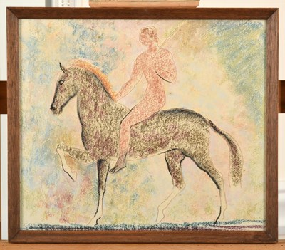 Lot 1028 - John Rattenbury Skeaping RA (1901-1980) Horse and rider  Pastel, 39cm by 33.5cm  Provenance: A gift