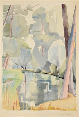 Lot 1034 - Edith Lawrence (1890-1973) ''Switzerland'' Signed, inscribed verso, watercolour, together with four
