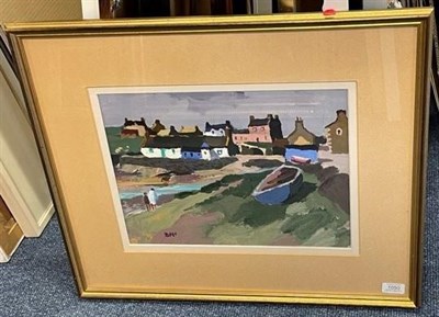 Lot 1050 - Donald McIntyre RCA (1923-2009) Scottish ''Morning, Isle of Whithorn'' Initialled, oil on...