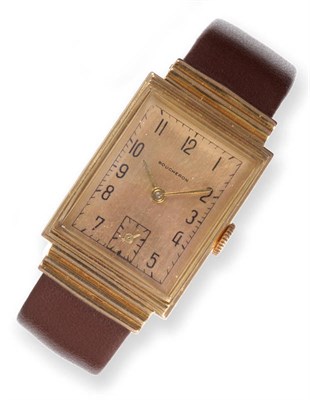 Lot 385 - An Art Deco Wristwatch, Signed Boucheron, lever movement, gold coloured dial, rectangular...