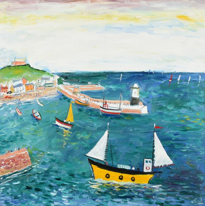 Lot 1054 - Simeon Stafford (b.1959) ''St Ives'' Signed, inscribed verso, oil on canvas, 80cm by 80cm  Artist's