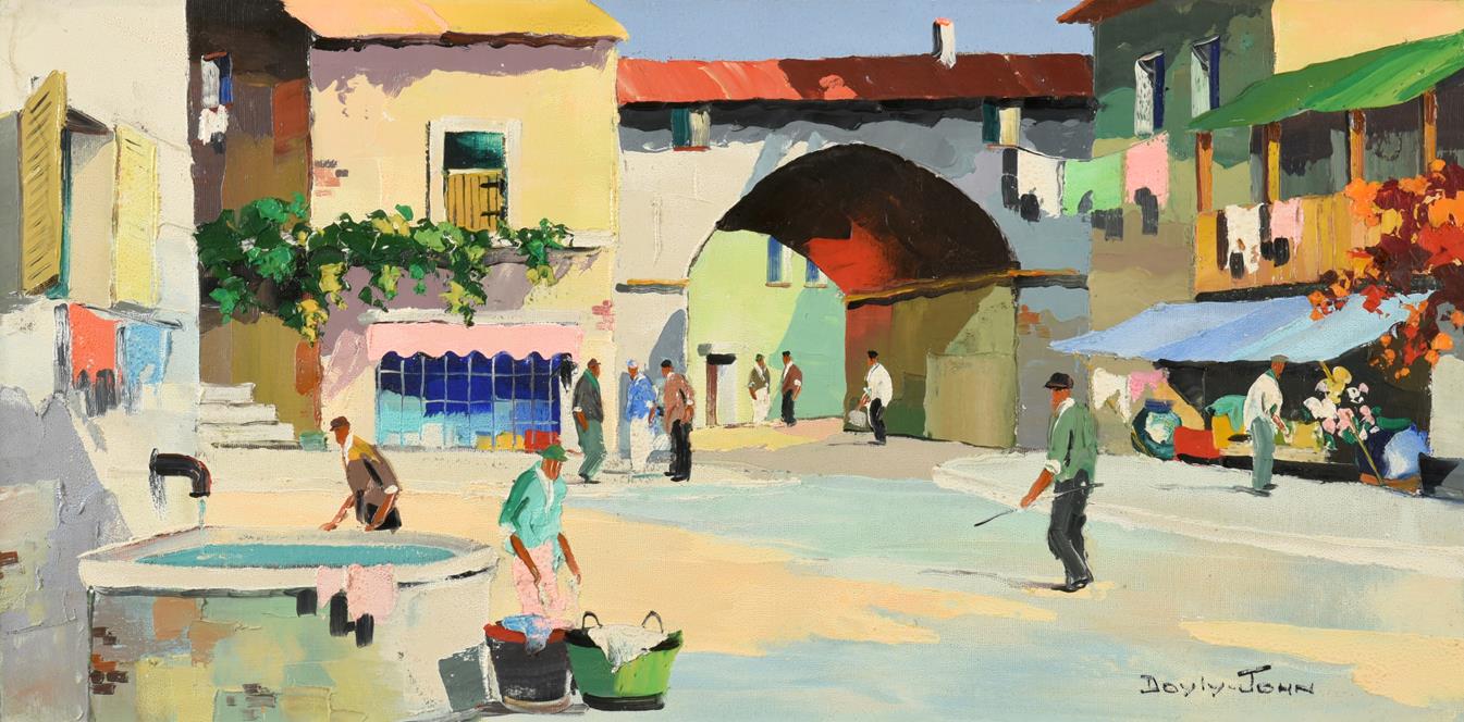 Lot 1058 - Cecil Rochfort D'Oyly John (1906-1993) ''Mougins Hill Village, near Cannes'' Signed, inscribed...