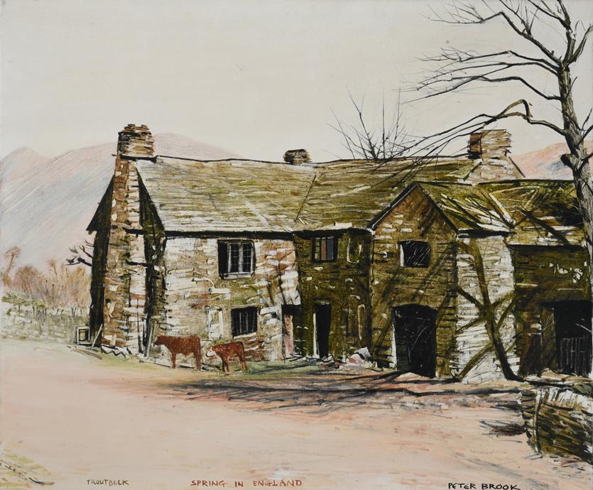 Lot 1067 - Peter Brook RBA (1927-2009) ''Troutbeck, Spring in England'' Signed and inscribed, oil on...