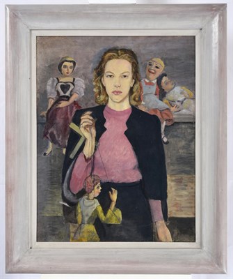 Lot 1092 - James Cleaver ARCA (1911-2003)  ''Caroline and her Puppets'' Signed and dated (19)39, oil on...