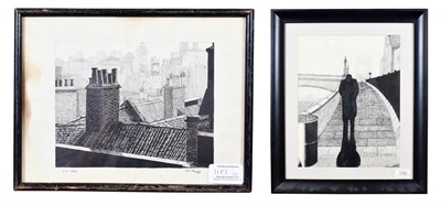 Lot 1103 - Thomas Hanna (Contemporary) ''Skidrow'' Signed, Indian ink, together with a further ink study...