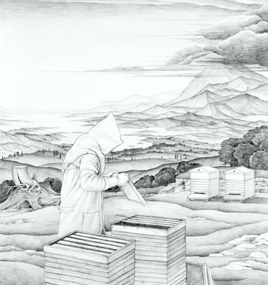 Lot 1104 - John Stark (b.1979) The Beekeeper Pencil, 30.5cm by 28.5cm   Provenance: Purchased directly...