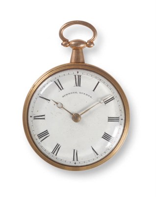 Lot 392 - An 18ct Gold Open Faced Pocket Watch, signed Simmons, London, 1806, fusee lever movement signed and