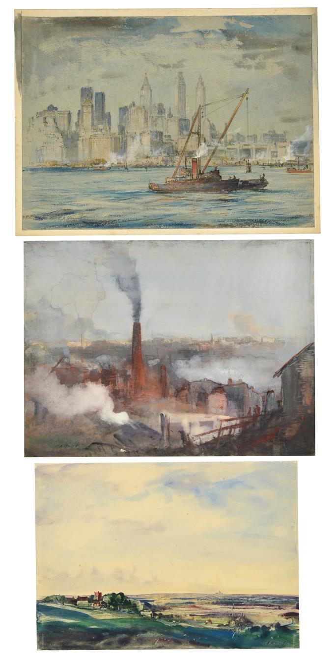 Lot 16 - Cecil Arthur Hunt, VPRWS RBA (1873-1965) ''Smoke'' Signed, inscribed with the title and ''somewhere