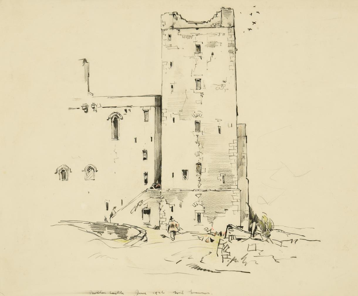 Lot 21 - Frederick (Fred) Lawson (1888-1968)  ''Bolton Castle'' Signed, inscribed and dated June 1936,...