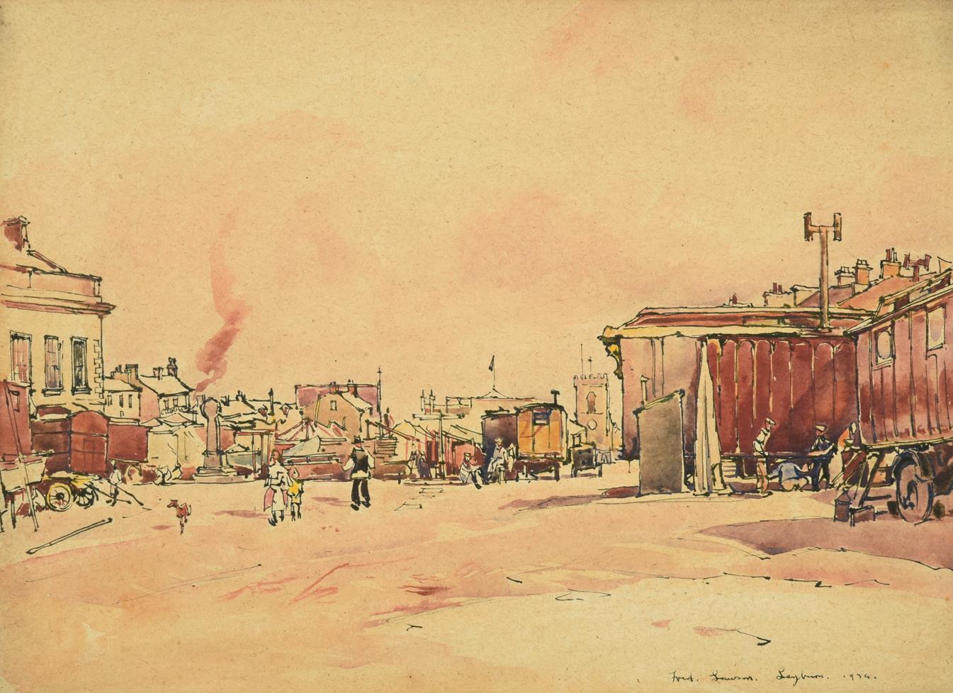 Lot 29 - Frederick (Fred) Lawson (1888-1968)  ''Leyburn'' Market Place Signed, inscribed and dated 1934, ink
