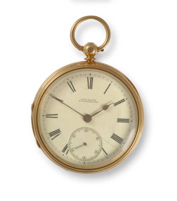 Lot 394 - An 18ct Gold Open Faced Lever Pocket Watch, signed Gowland, Sunderland, 1870, gilt finished...