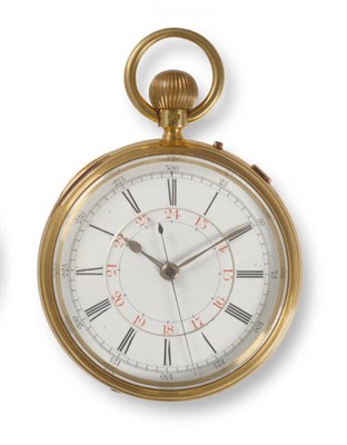 Lot 395 - An 18ct Gold Chronograph Keyless Lever Pocket Watch with 24-Hour Display, signed John Lecomber,...