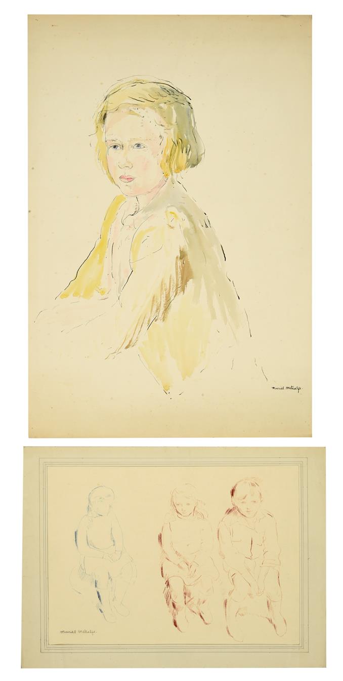 Lot 44 - Muriel Metcalfe (1910-1994) Portrait of a young blonde girl, three-quarter length, seated...
