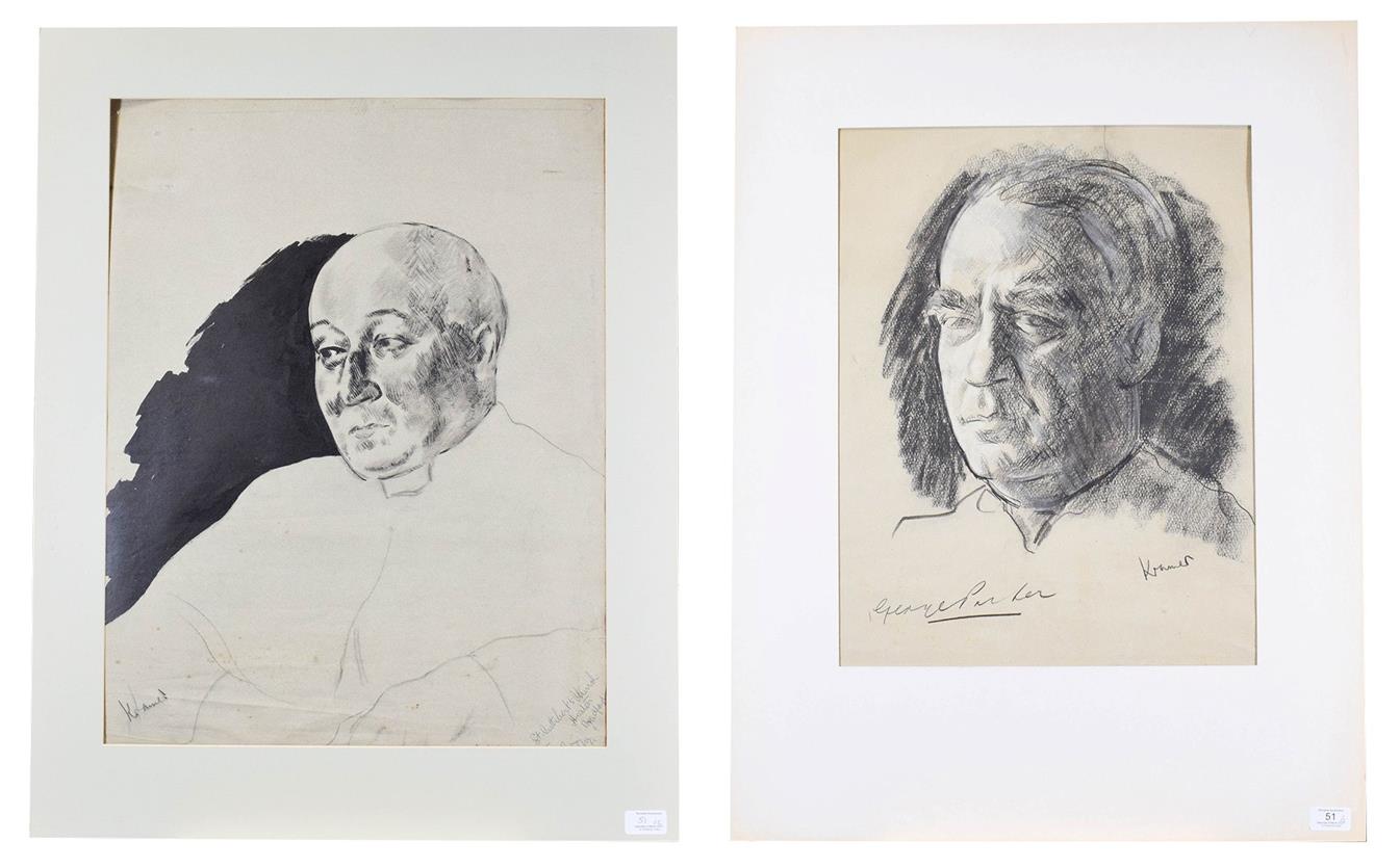 Lot 51 - Jacob Kramer (1892-1962) ''George Parker'', portrait study, head and shoulders Signed,...