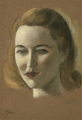 Lot 53 - Jacob Kramer (1892-1962) ''Grace'' Signed and inscribed, chalk or pastel on buff paper, 37cm by...