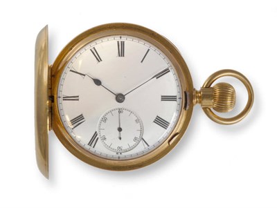 Lot 397 - A Full Hunting Cased Keyless Lever Pocket Watch, circa 1890, lever movement, bimetallic balance...