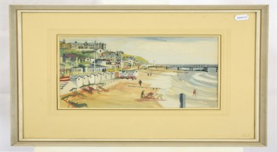 Lot 68 - Janet Rawlins (b.1931) Beach scene Signed and dated 1954, mixed media, 25cm by 35.5cm  Artist's...