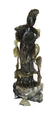 Lot 9 - A Chinese 20th century jadeite statue of Guanyin, 33cm high