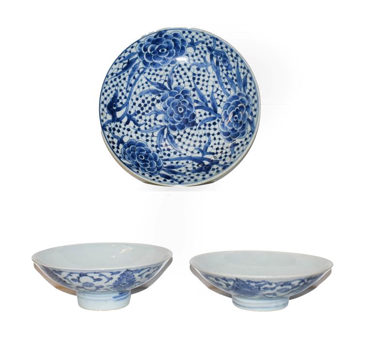 Lot 11 - Two 19th century Chinese dishes, seal marks and another Chinese blue and white dish (3)
