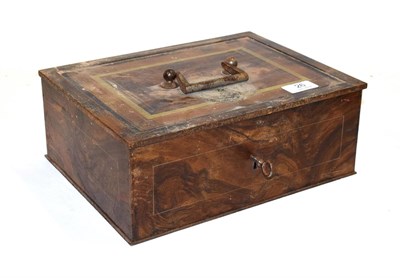 Lot 26 - A World War II German Third Reich grain simulated tole ware metal strong box, marked Deuteche...