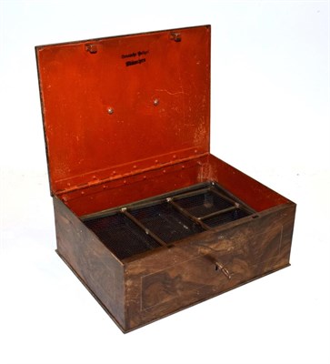 Lot 26 - A World War II German Third Reich grain simulated tole ware metal strong box, marked Deuteche...