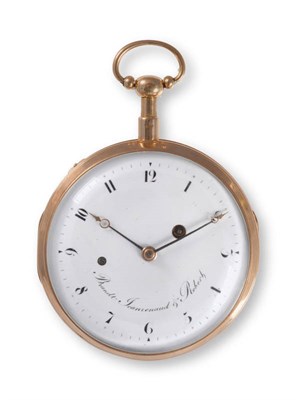 Lot 402 - A Gold Quarter Repeating Open Faced Pocket Watch, signed Brandt Jeanrenaud & Roberts, circa...