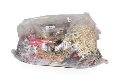 Lot 62 - A large collection of costume jewellery, beads etc (one bag)