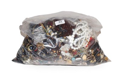 Lot 63 - A large collection of costume jewellery, beads etc (one bag)