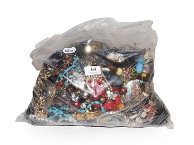 Lot 64 - A large collection of costume jewellery, beads etc (one bag)