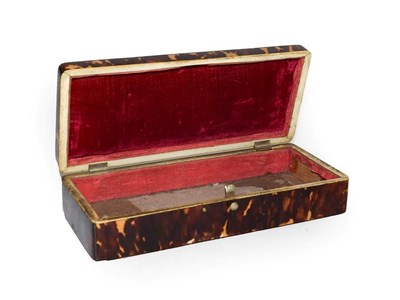 Lot 75 - A Victorian tortoiseshell mounted trinket box, 17.5cm by 7.5cm