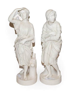 Lot 81 - A pair of 19th century Copeland Parian figures after William Brodie RSA, titled storm and sunshine