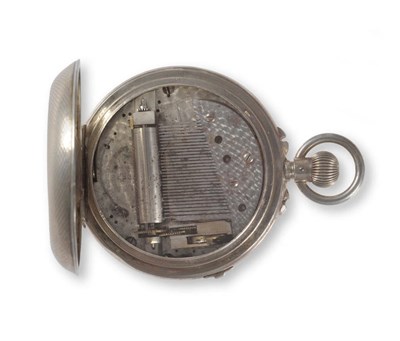 Lot 406 - A Swiss Musical Pocket Watch, circa 1900, movement with pinned musical cylinder, enamel dial,...