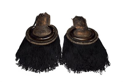 Lot 83 - Pair of epaulettes, decorated with silver wire, tassels later (2)