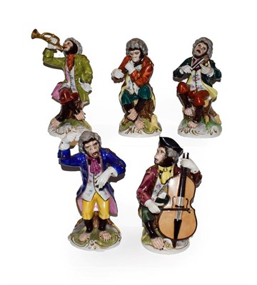 Lot 85 - Meissen style five part Monkey band orchestra